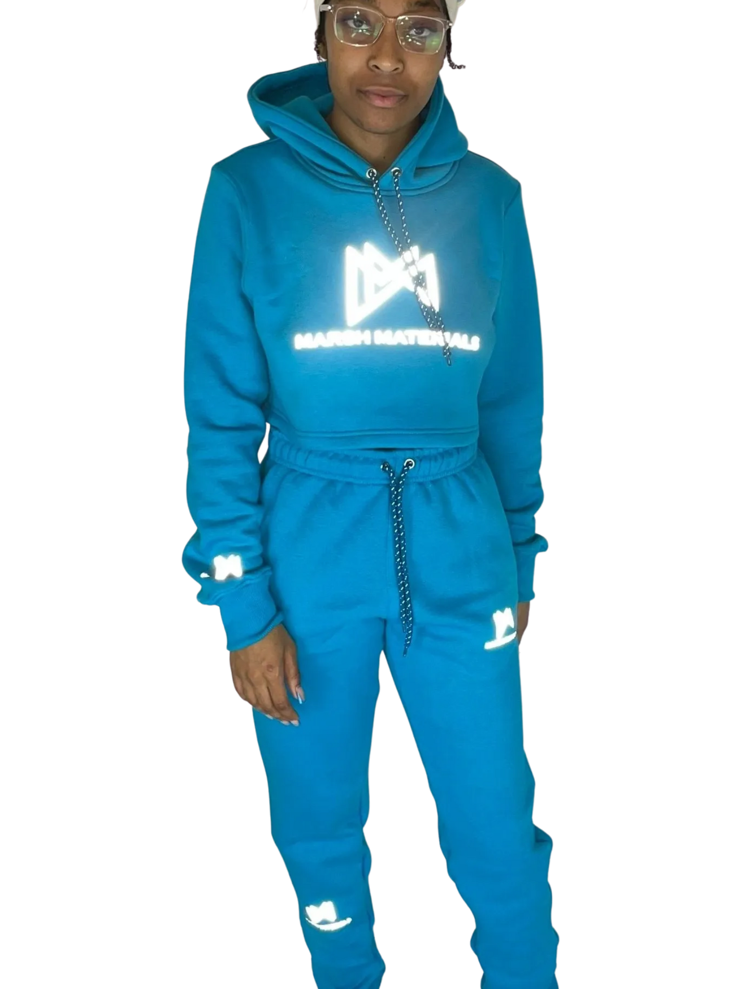 Crop hoodie with reflective logo